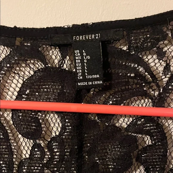 Forever 21 Black Lace Fringe Short Kimono - Picture 8 of 8